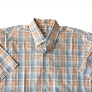 Peter Millar Men's Plaid Button Down Shirt Size Large Short Sleeves Golf Casual